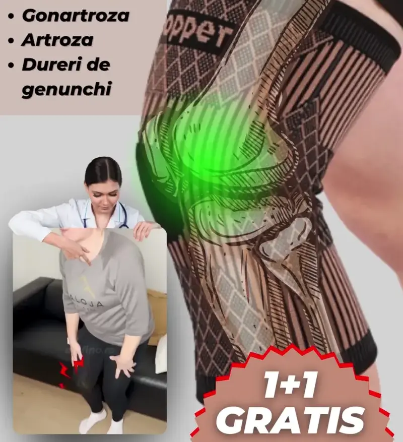 Genunchieră Cu Fir De Cupru - OFERTĂ 1+1 GRATIS (2 Bucăți)